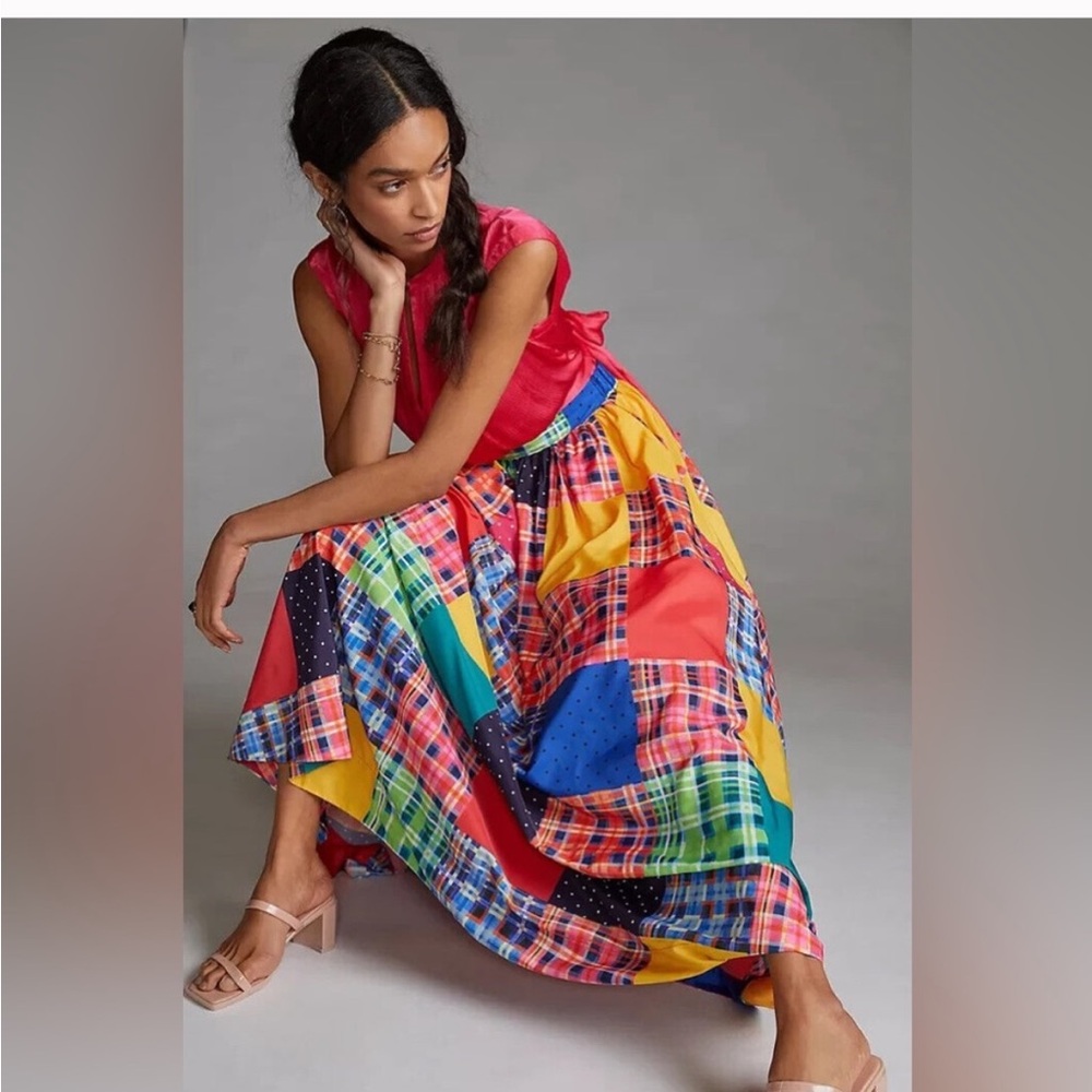 Maeve Patchwork A Line Maxi Skirt size small